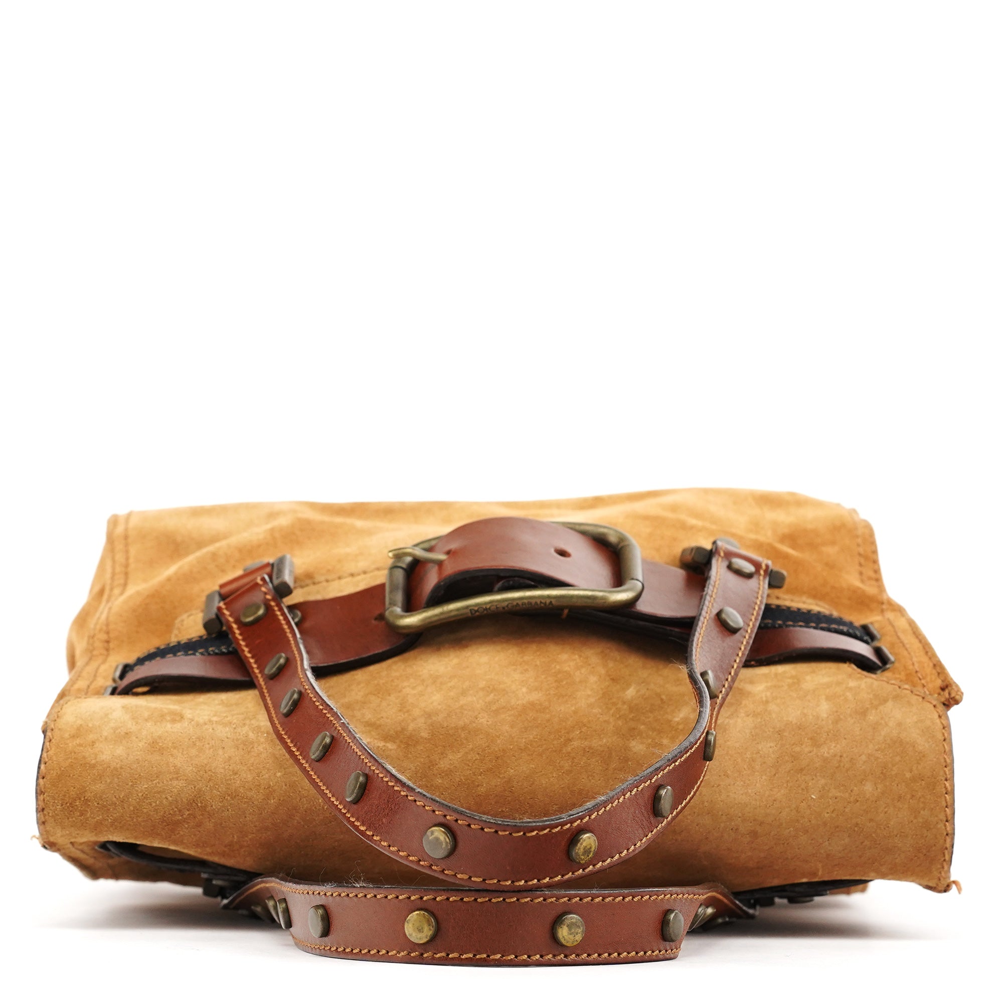 Dolce & Gabbana Sac cabas à boucles en daim beige et marron