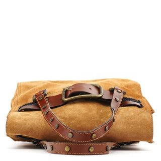 Dolce & Gabbana Beige Brown Suede Belt Tote Bag