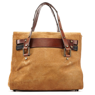 Dolce & Gabbana Beige Brown Suede Belt Tote Bag