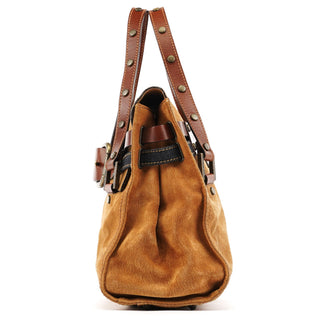 Dolce & Gabbana Beige Brown Suede Belt Tote Bag