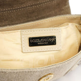 Dolce & Gabbana Beige Canvas Snakeskin Shoulder Bag