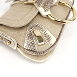 Dolce & Gabbana Beige Canvas Snakeskin Shoulder Bag