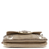 Dolce & Gabbana Beige Canvas Snakeskin Shoulder Bag