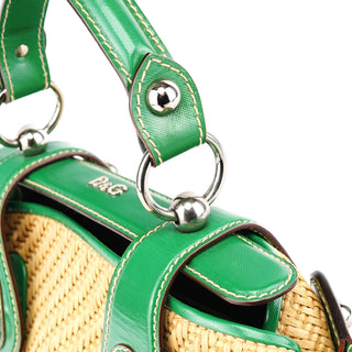 Dolce & Gabbana Beige Green Carolina Raffia Tote Bag