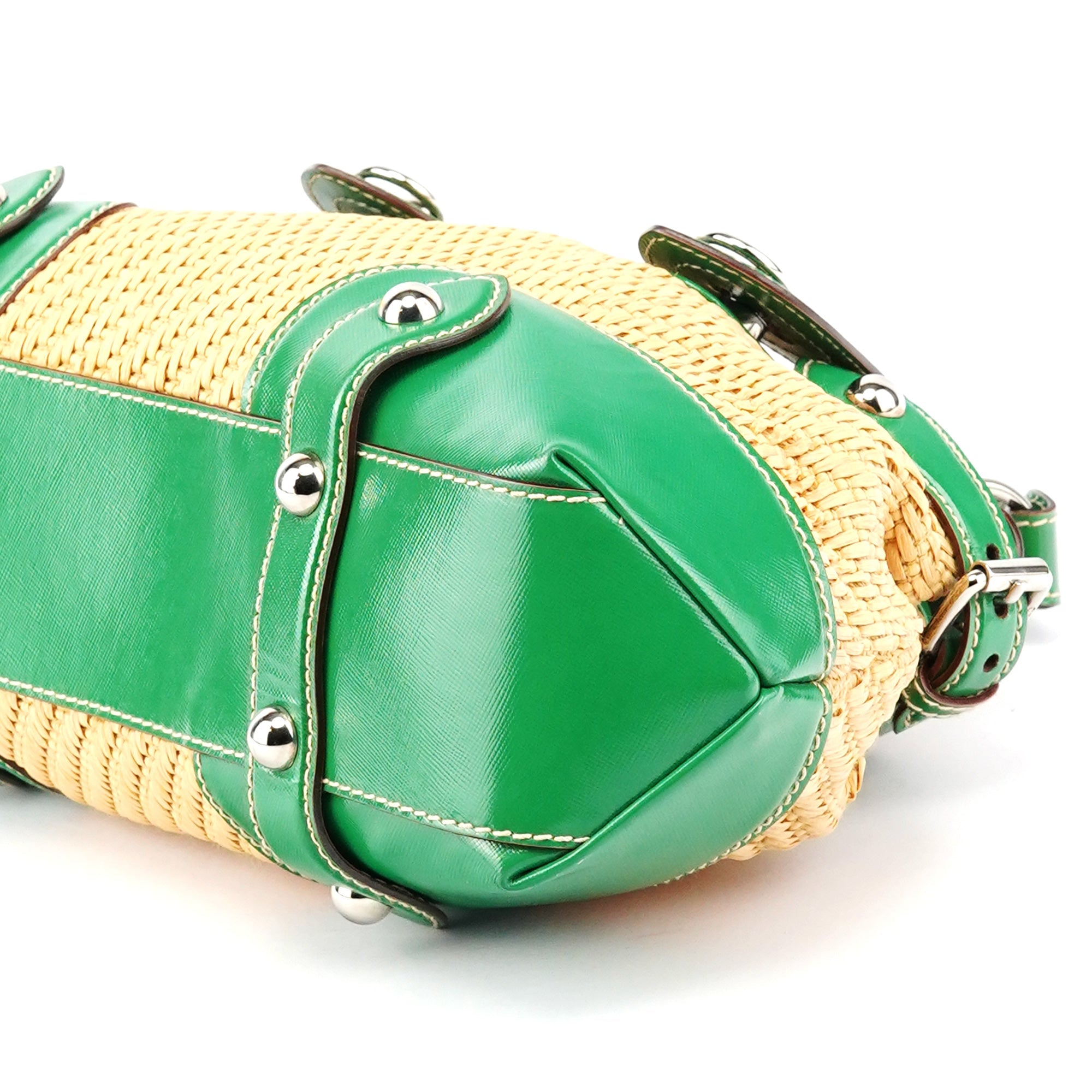Dolce & Gabbana Beige Green Carolina Raffia Tote Bag