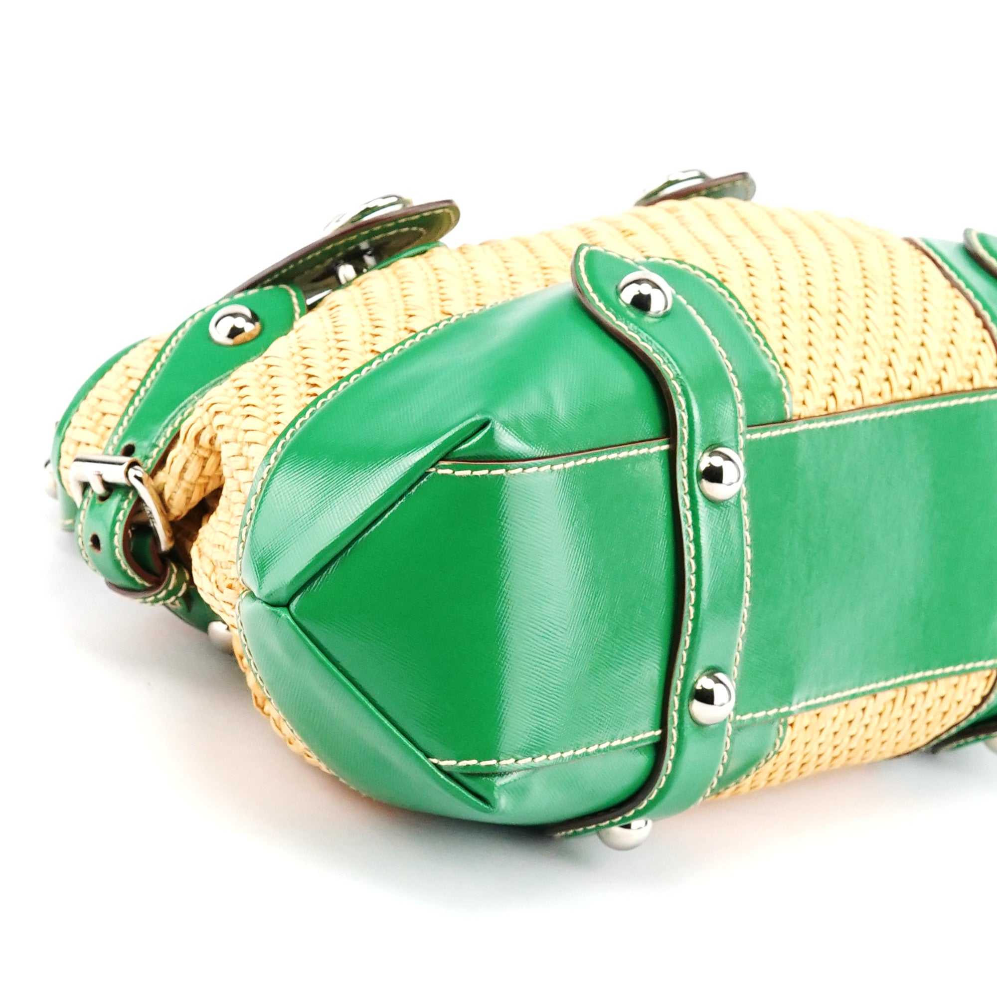 Dolce & Gabbana Beige Green Carolina Raffia Tote Bag