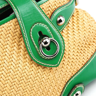 Dolce & Gabbana Beige Green Carolina Raffia Tote Bag