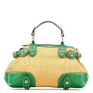 Dolce & Gabbana Beige Green Carolina Raffia Tote Bag
