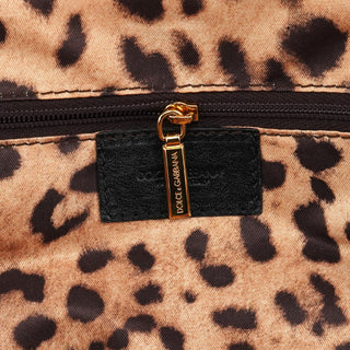 Dolce & Gabbana Black Lace Leather Boston Bag