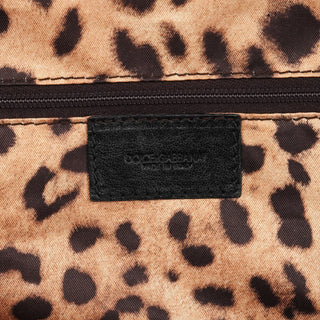 Dolce & Gabbana Black Lace Leather Boston Bag