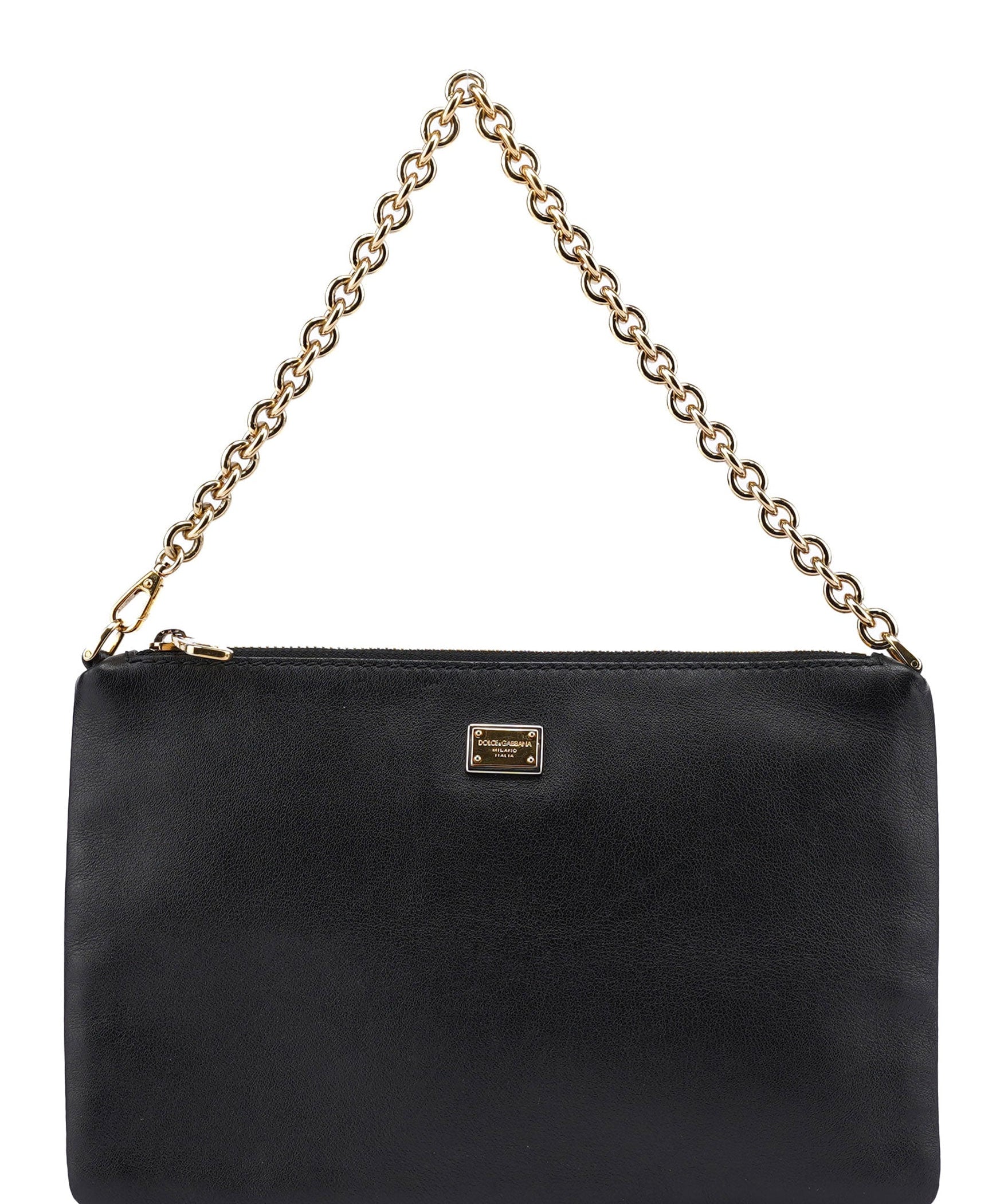 Dolce & Gabbana Black Leather Chain Shoulder Bag