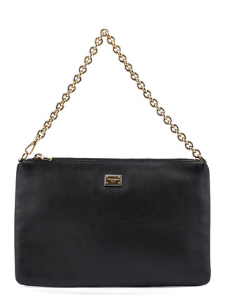 Dolce & Gabbana Black Leather Chain Shoulder Bag