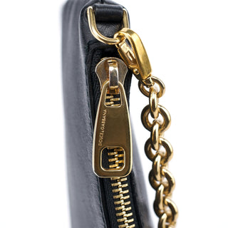 Dolce & Gabbana Black Leather Chain Shoulder Bag