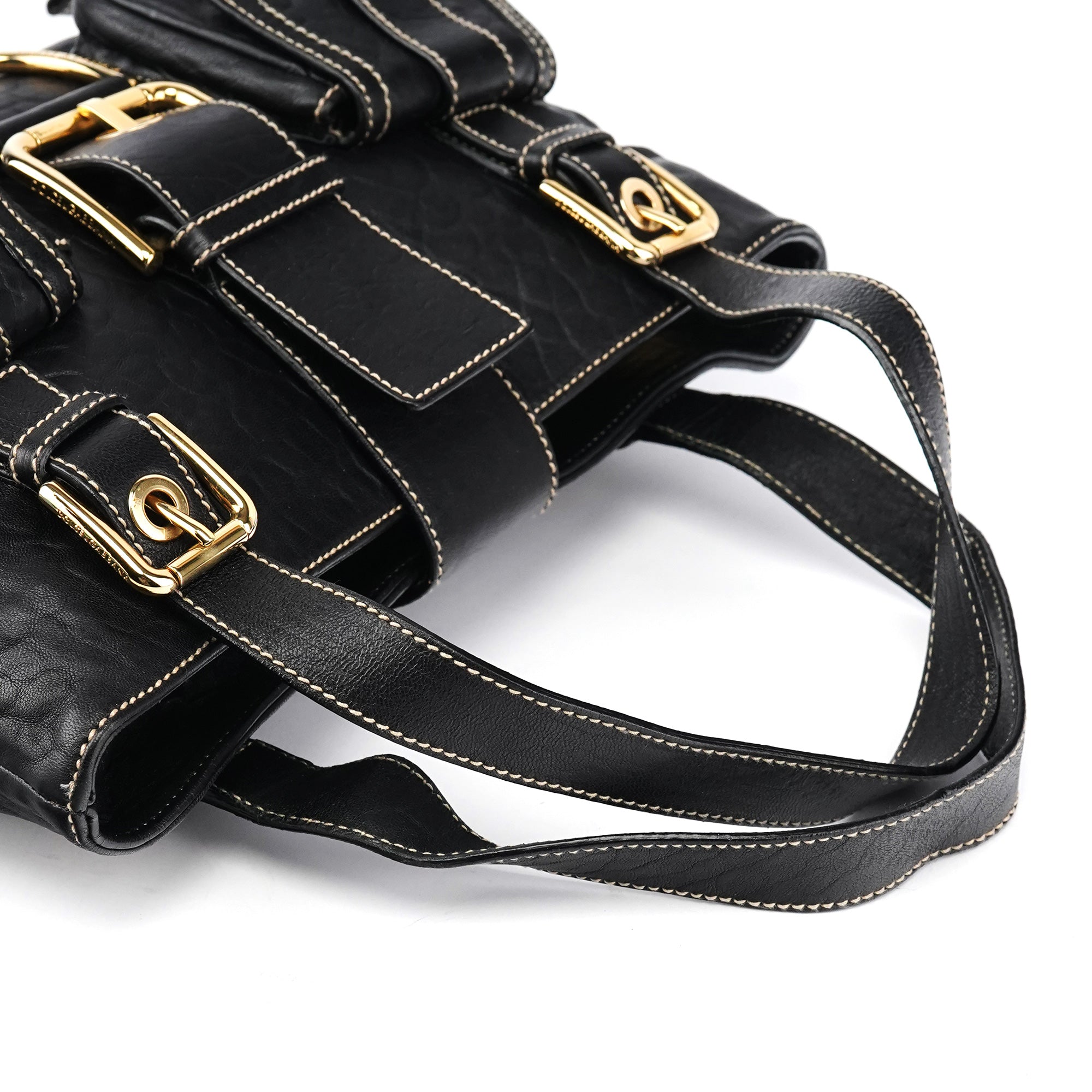 Dolce & Gabbana Sac cabas à poches en cuir noir