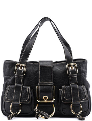 Dolce & Gabbana Black Leather Pocket Tote Bag