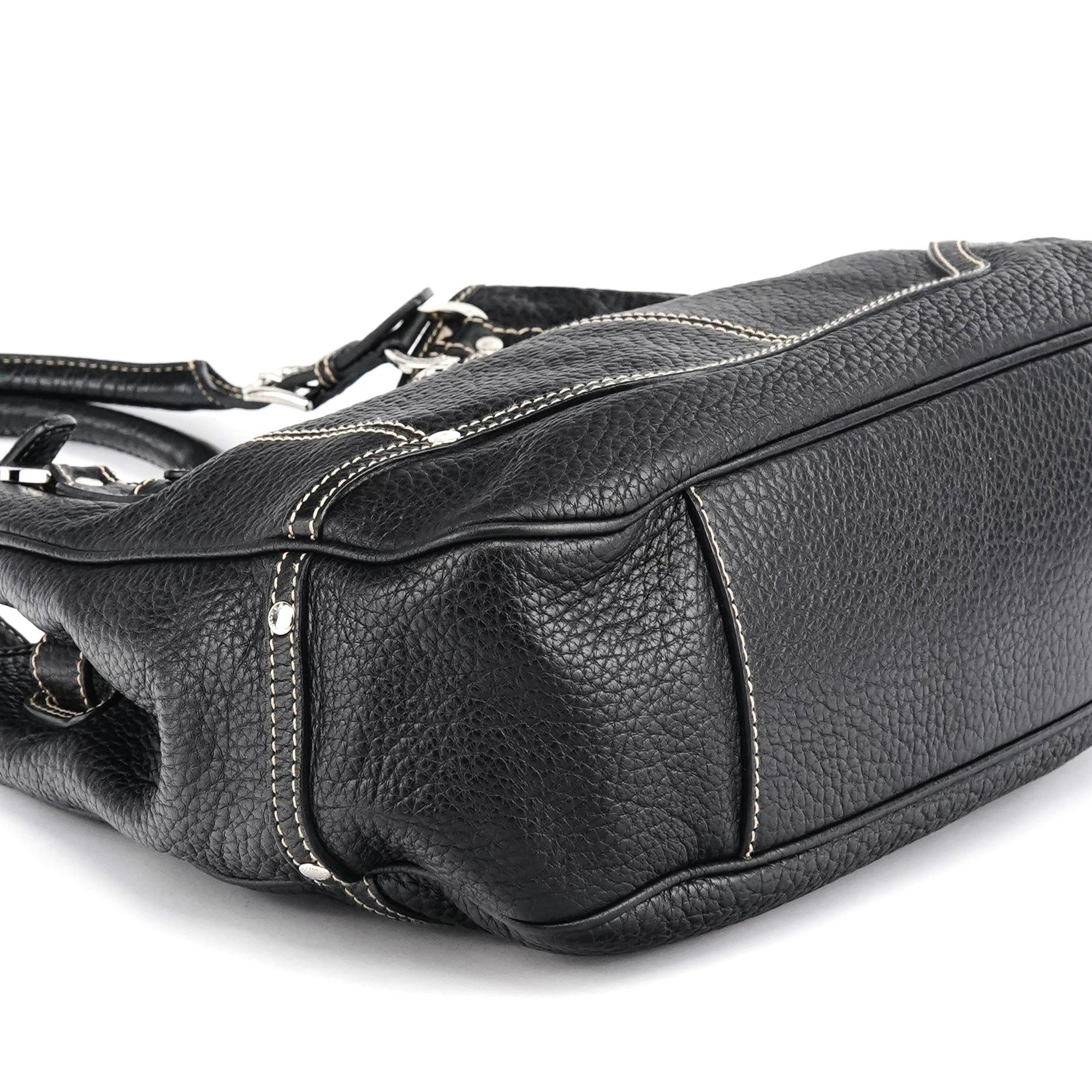 Dolce & Gabbana Black Pebbled Leather D&G Tote Bag