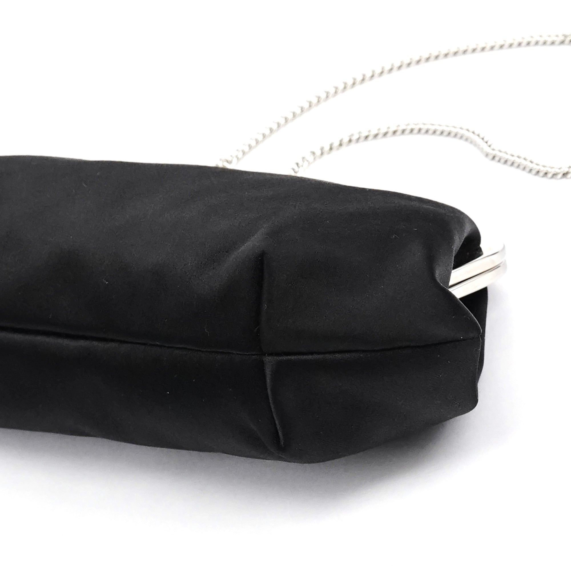 Dolce & Gabbana Black Satin Clutch Chain Shoulder Bag