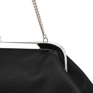 Dolce & Gabbana Black Satin Clutch Chain Shoulder Bag