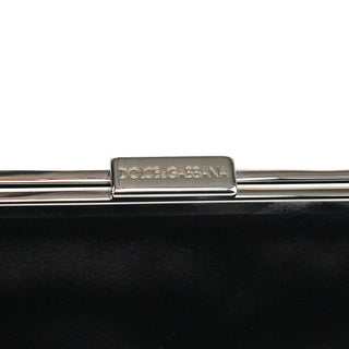 Dolce & Gabbana Black Satin Clutch Chain Shoulder Bag