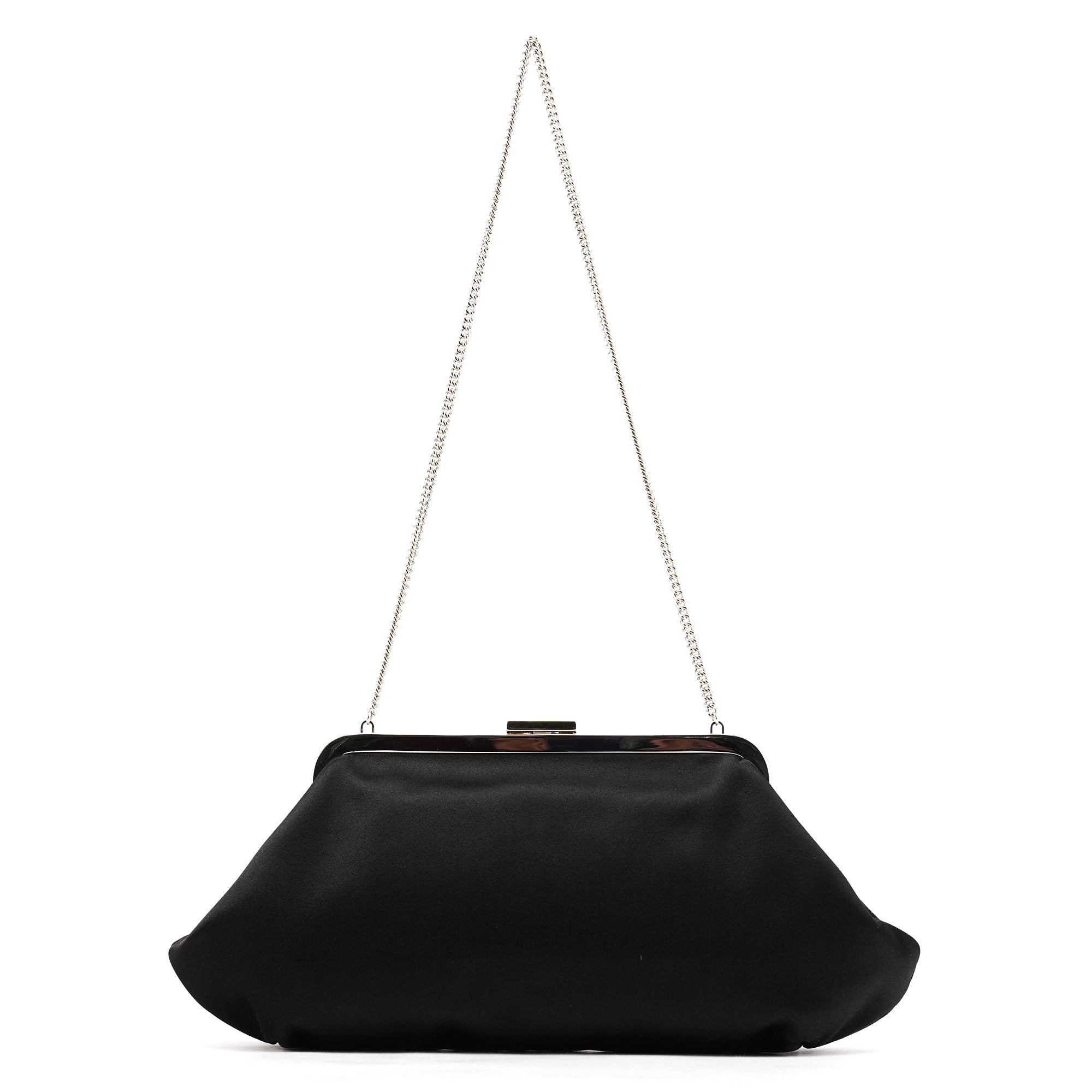 Dolce & Gabbana Black Satin Clutch Chain Shoulder Bag
