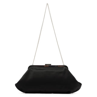 Dolce & Gabbana Black Satin Clutch Chain Shoulder Bag