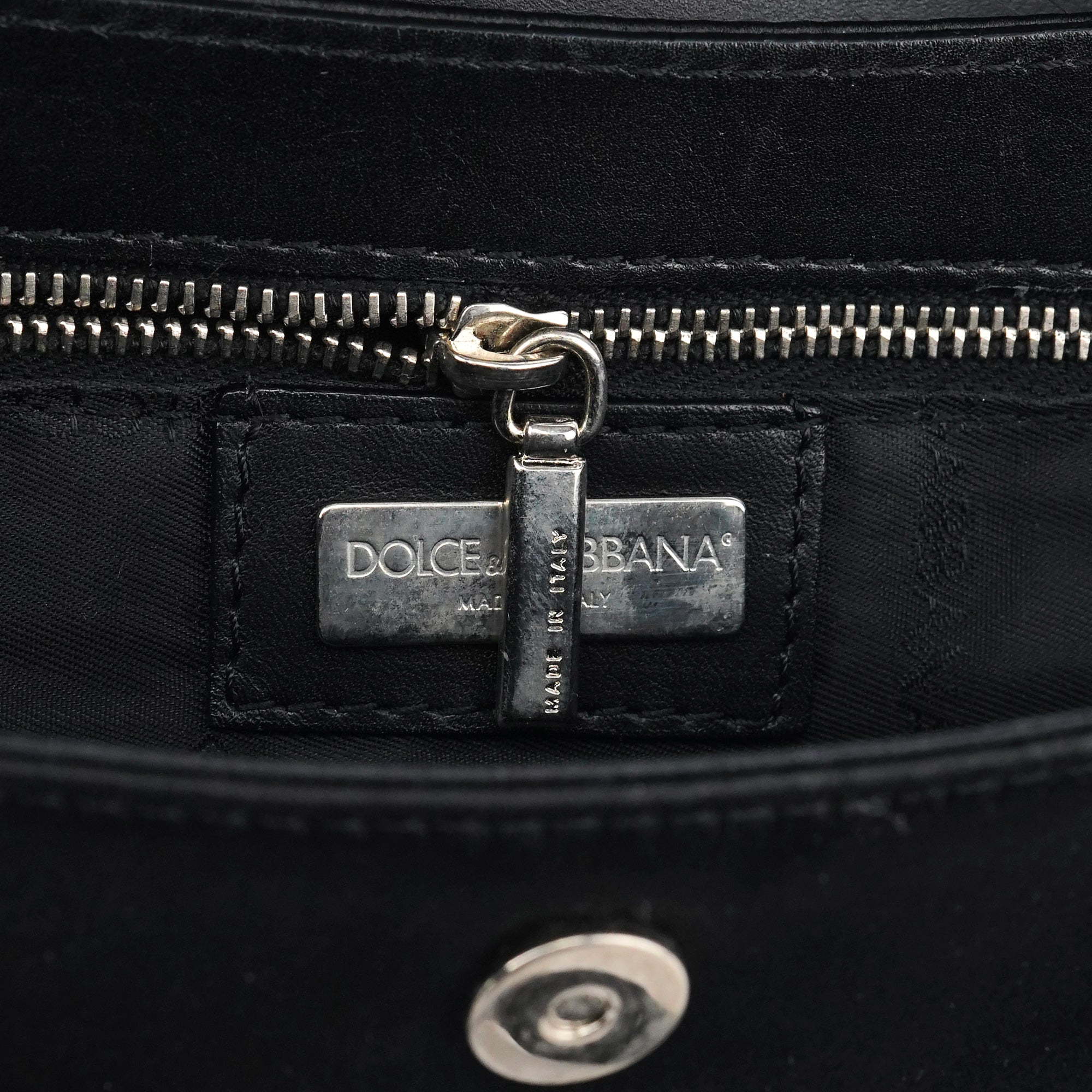 Dolce & Gabbana Black Satin Python Rhinestone Mini Bag