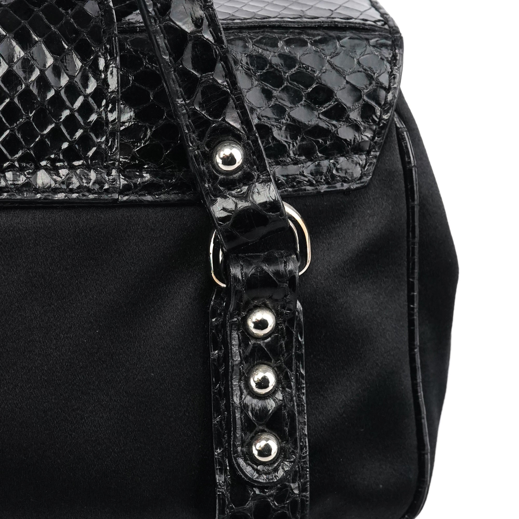 Dolce & Gabbana Black Satin Python Rhinestone Mini Bag