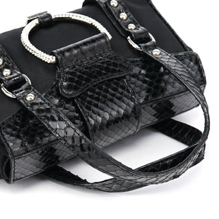 Dolce & Gabbana Black Satin Python Rhinestone Mini Bag