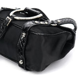 Dolce & Gabbana Black Satin Python Rhinestone Mini Bag