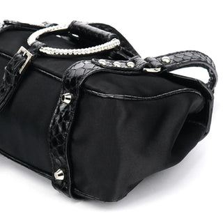 Dolce & Gabbana Black Satin Python Rhinestone Mini Bag