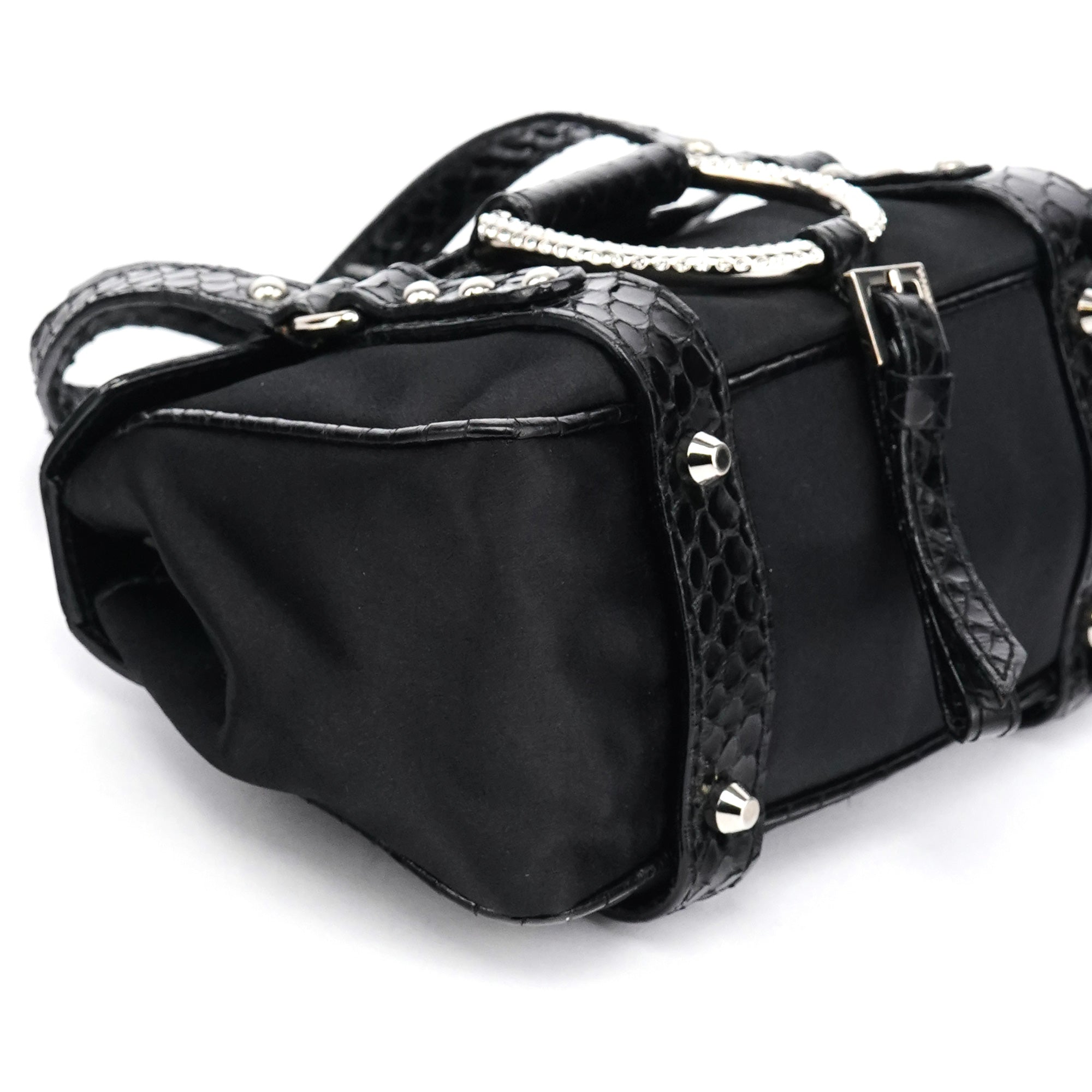 Dolce & Gabbana Black Satin Python Rhinestone Mini Bag