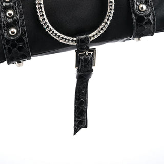 Dolce & Gabbana Black Satin Python Rhinestone Mini Bag