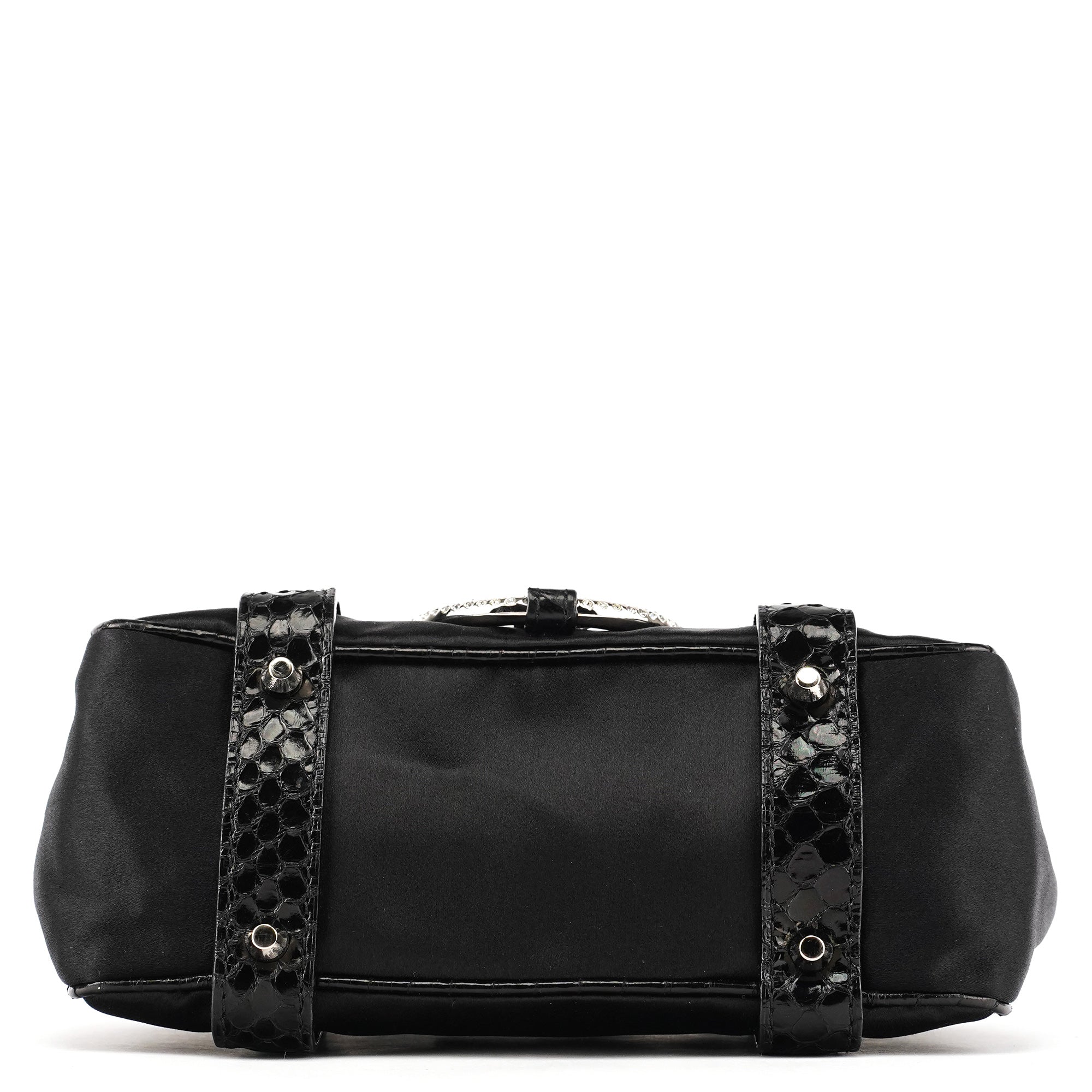 Dolce & Gabbana Black Satin Python Rhinestone Mini Bag