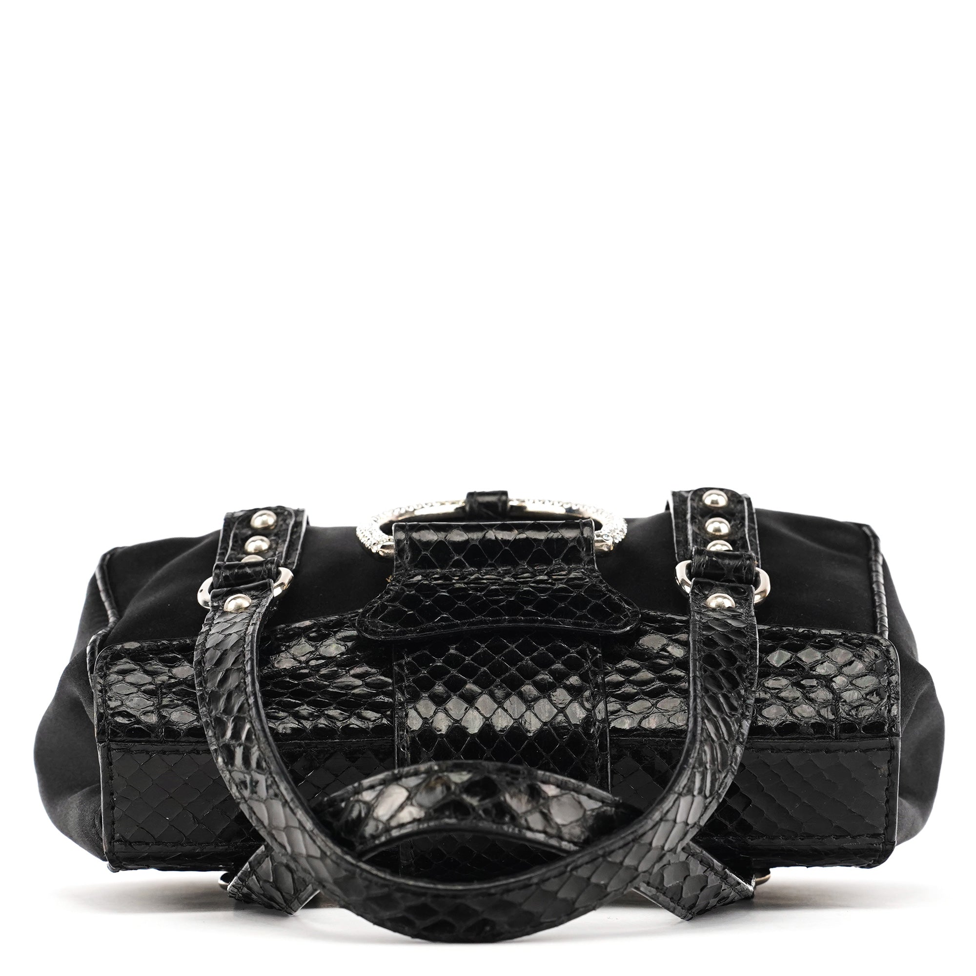 Dolce & Gabbana Black Satin Python Rhinestone Mini Bag