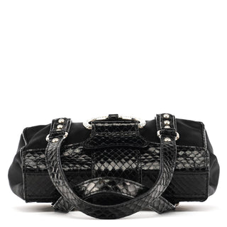 Dolce & Gabbana Black Satin Python Rhinestone Mini Bag