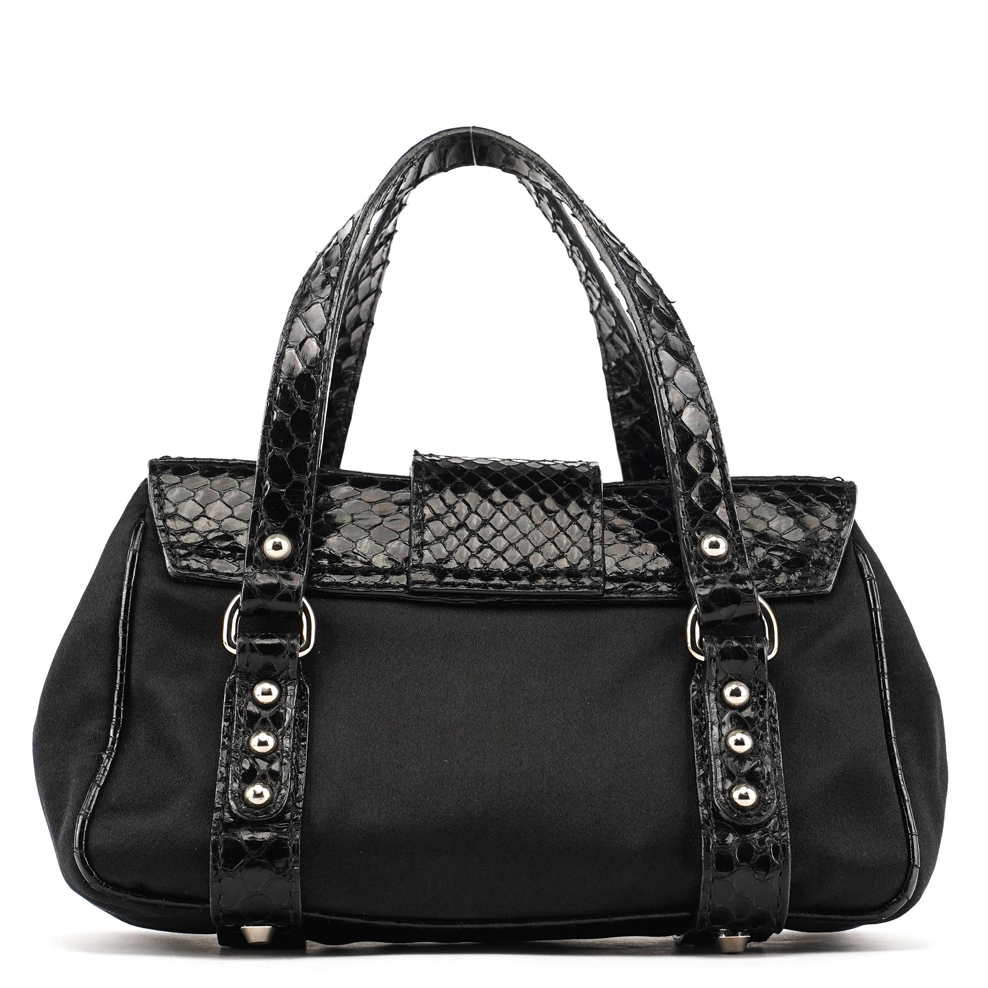 Dolce & Gabbana Black Satin Python Rhinestone Mini Bag