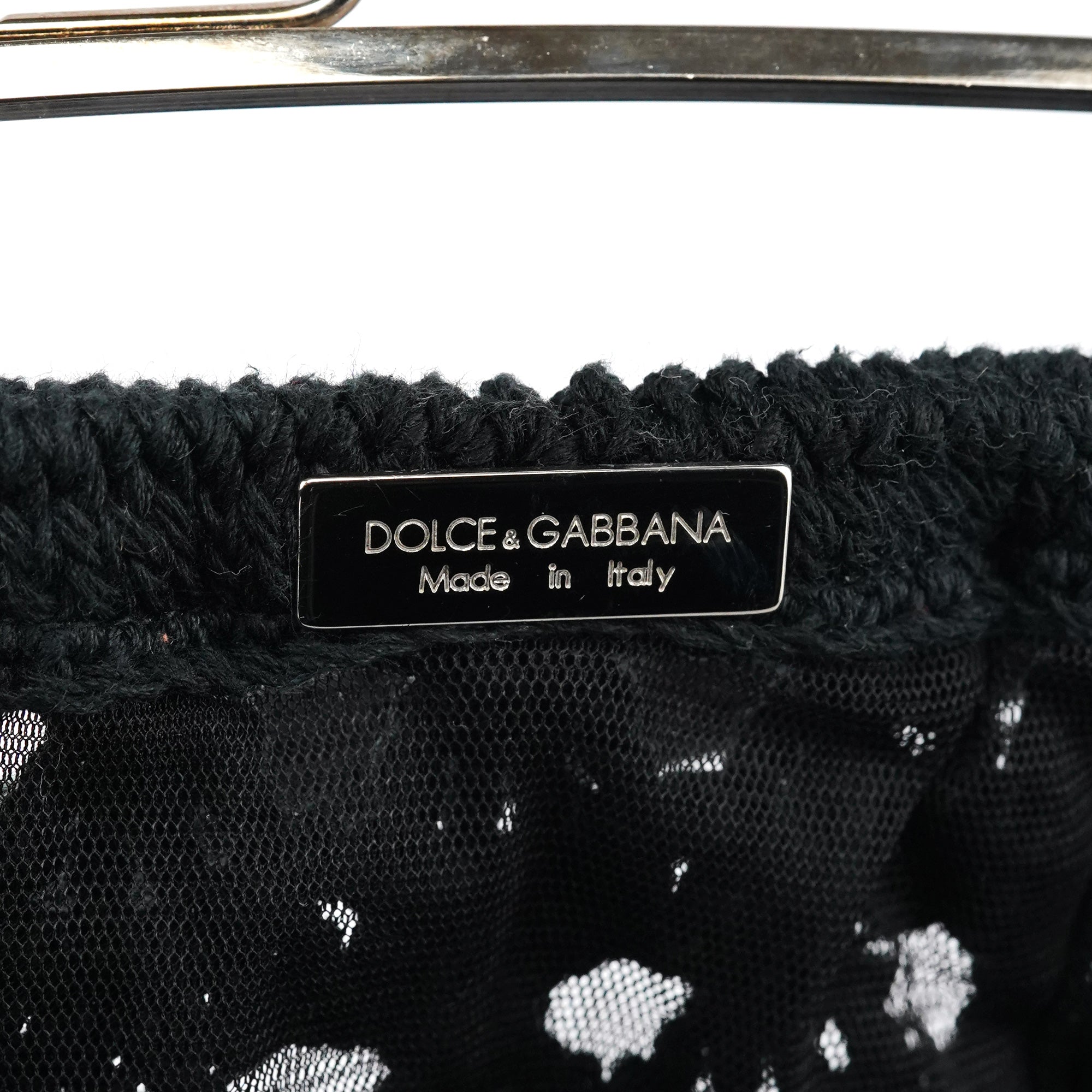 Dolce & Gabbana Black Wool Knit Clutch Handbag