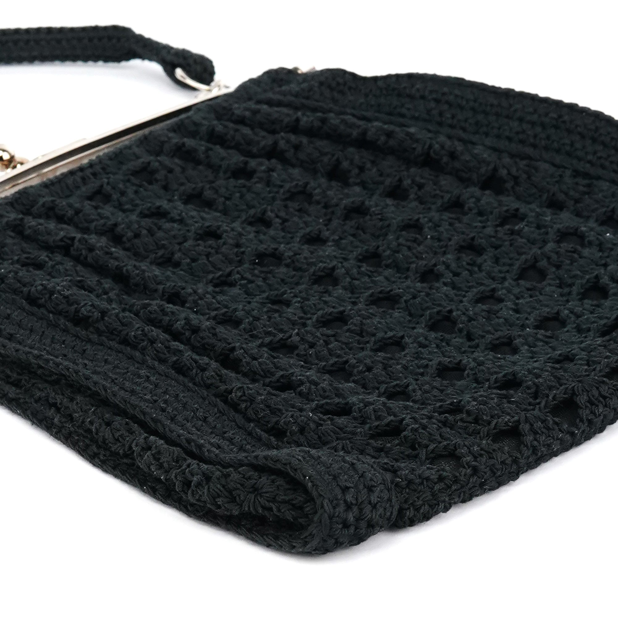 Dolce & Gabbana Black Wool Knit Clutch Handbag