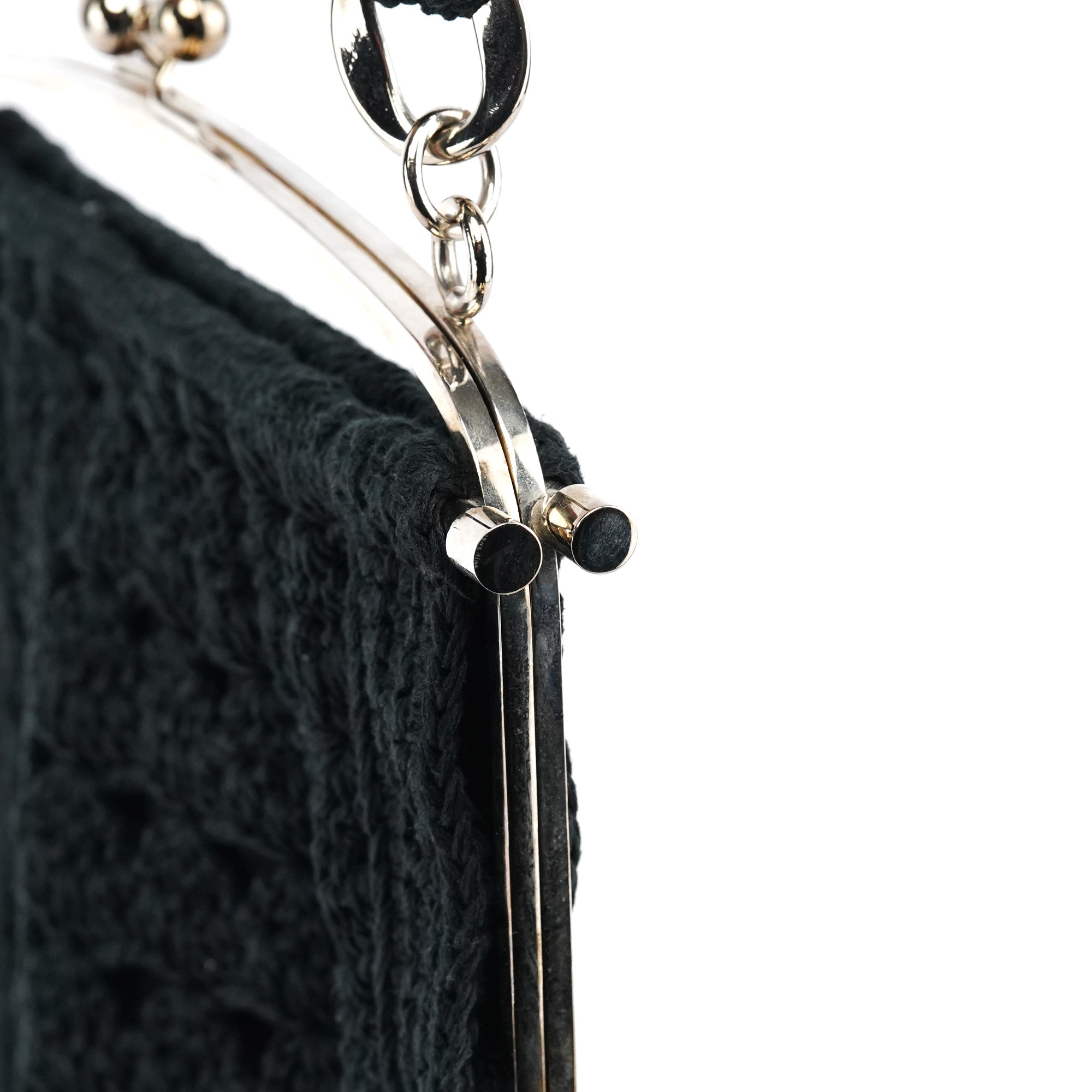 Dolce & Gabbana Black Wool Knit Clutch Handbag