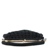 Dolce & Gabbana Black Wool Knit Clutch Handbag