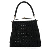 Dolce & Gabbana Black Wool Knit Clutch Handbag