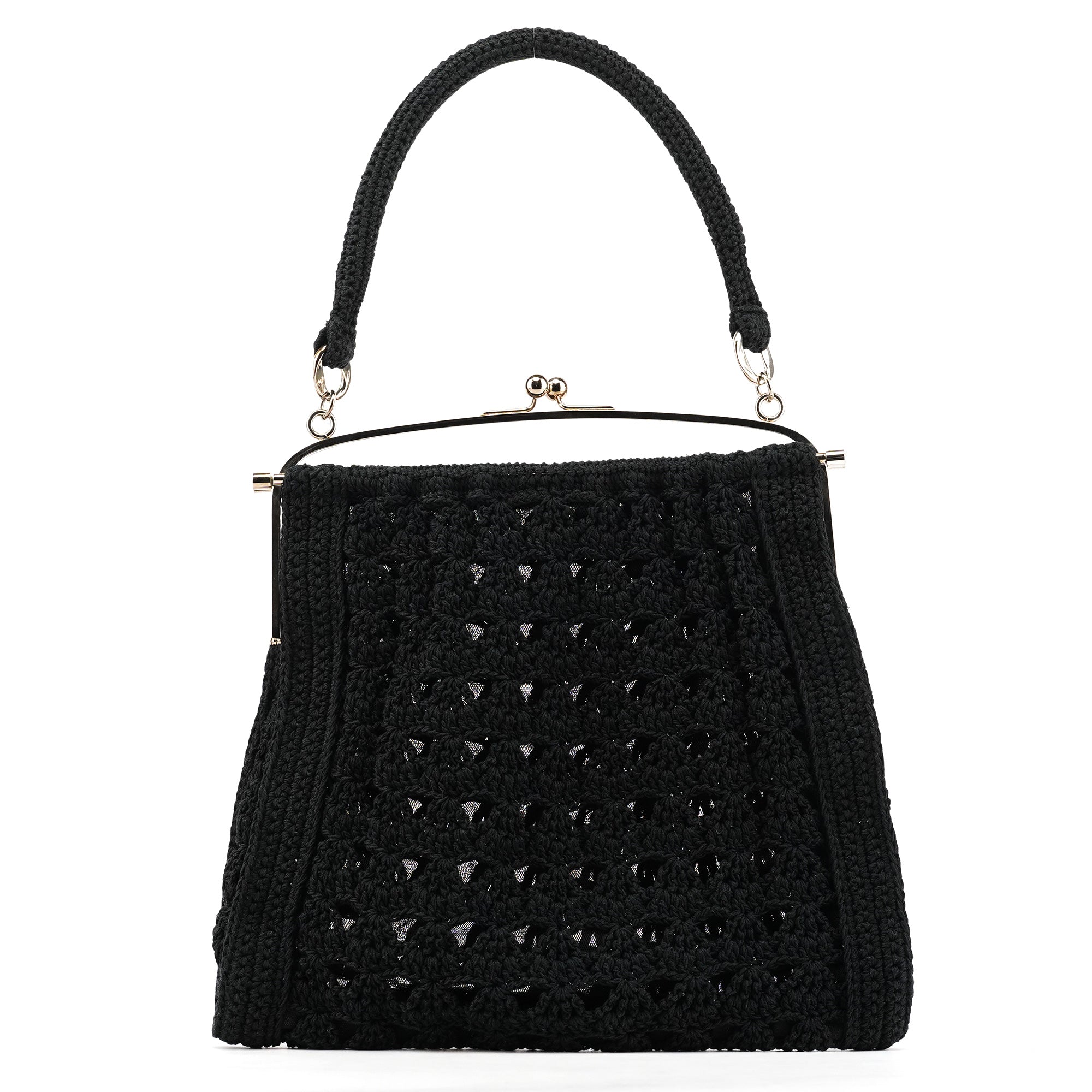 Dolce & Gabbana Black Wool Knit Clutch Handbag