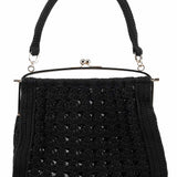 Dolce & Gabbana Black Wool Knit Clutch Handbag