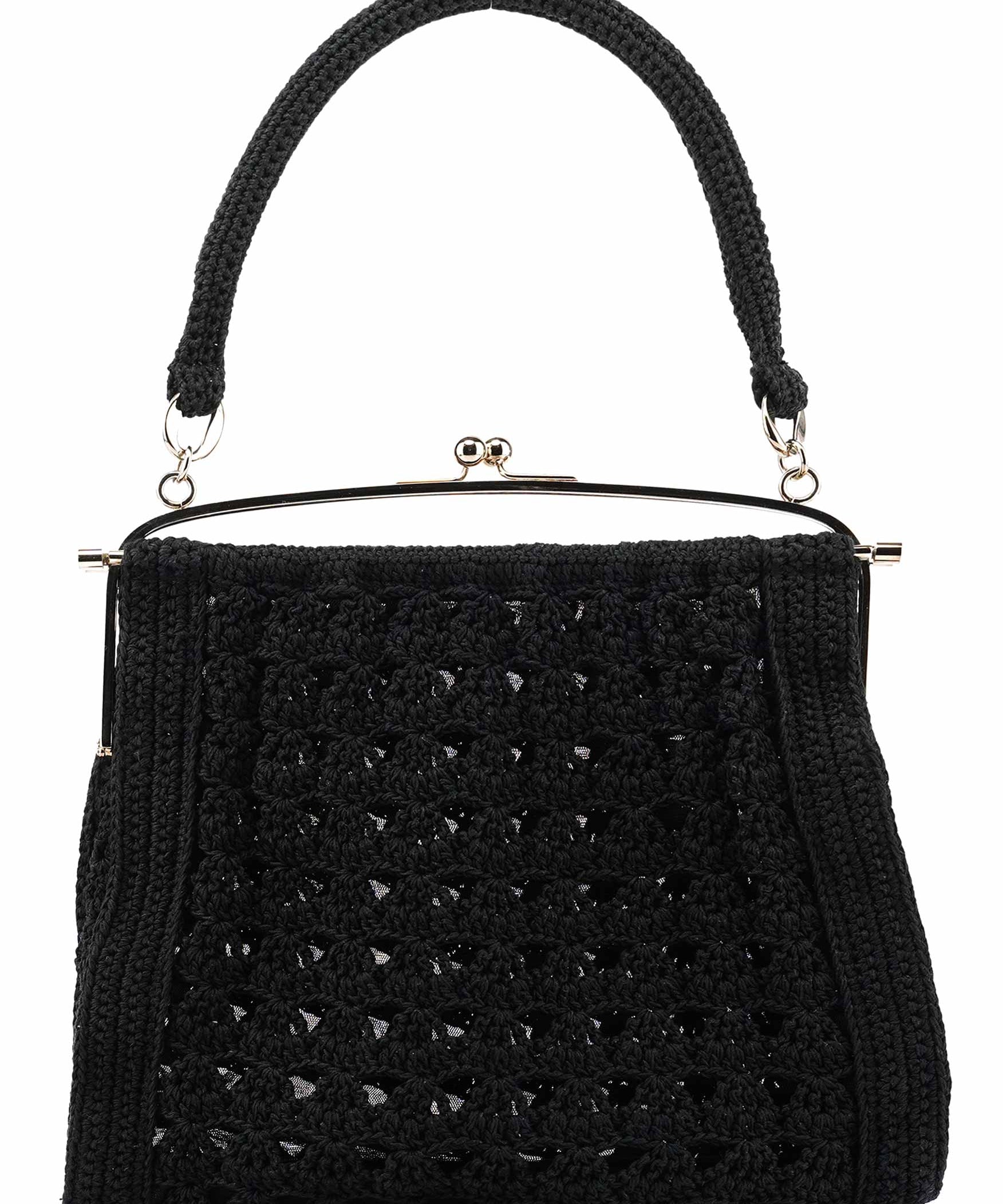 Dolce & Gabbana Black Wool Knit Clutch Handbag