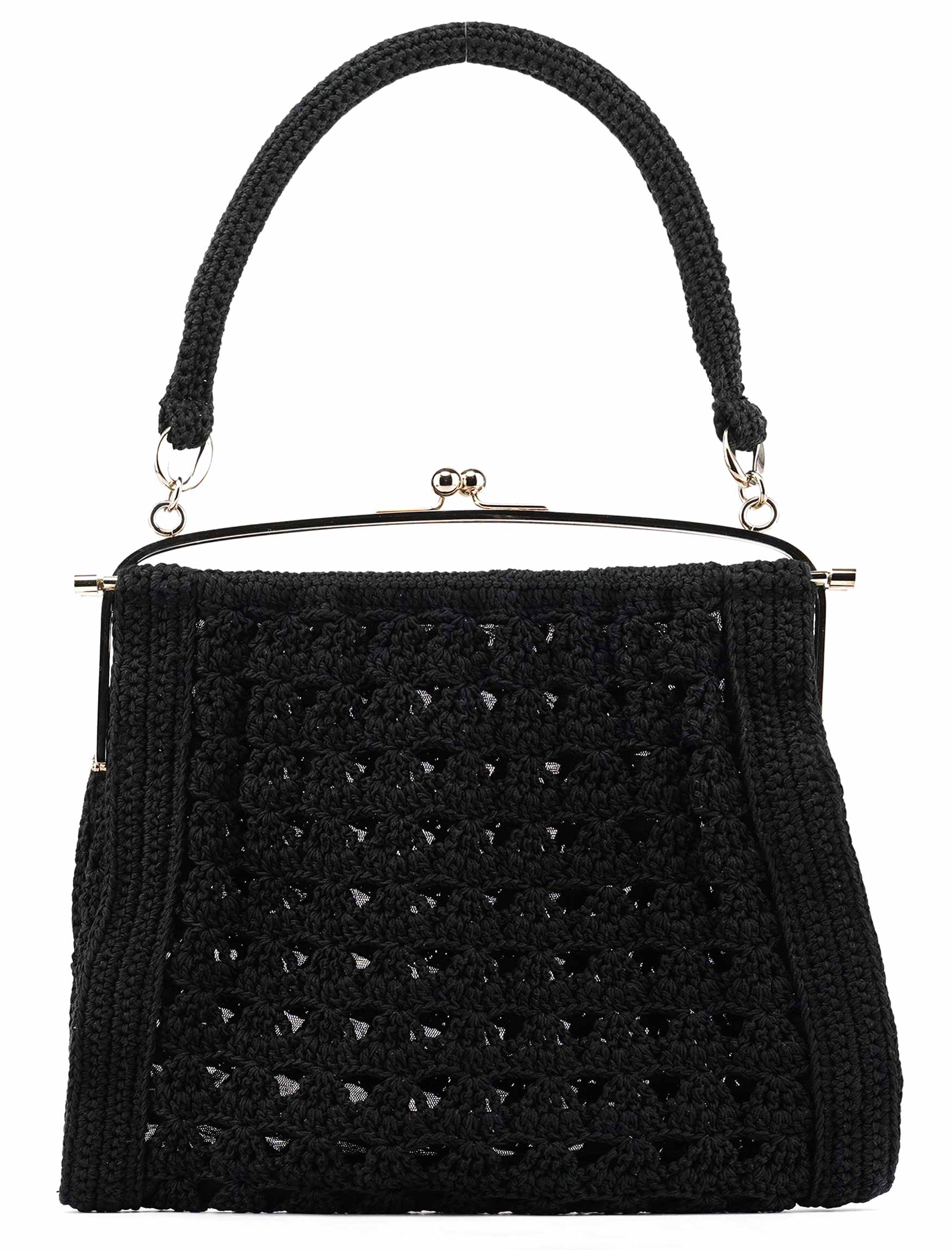 Dolce & Gabbana Black Wool Knit Clutch Handbag