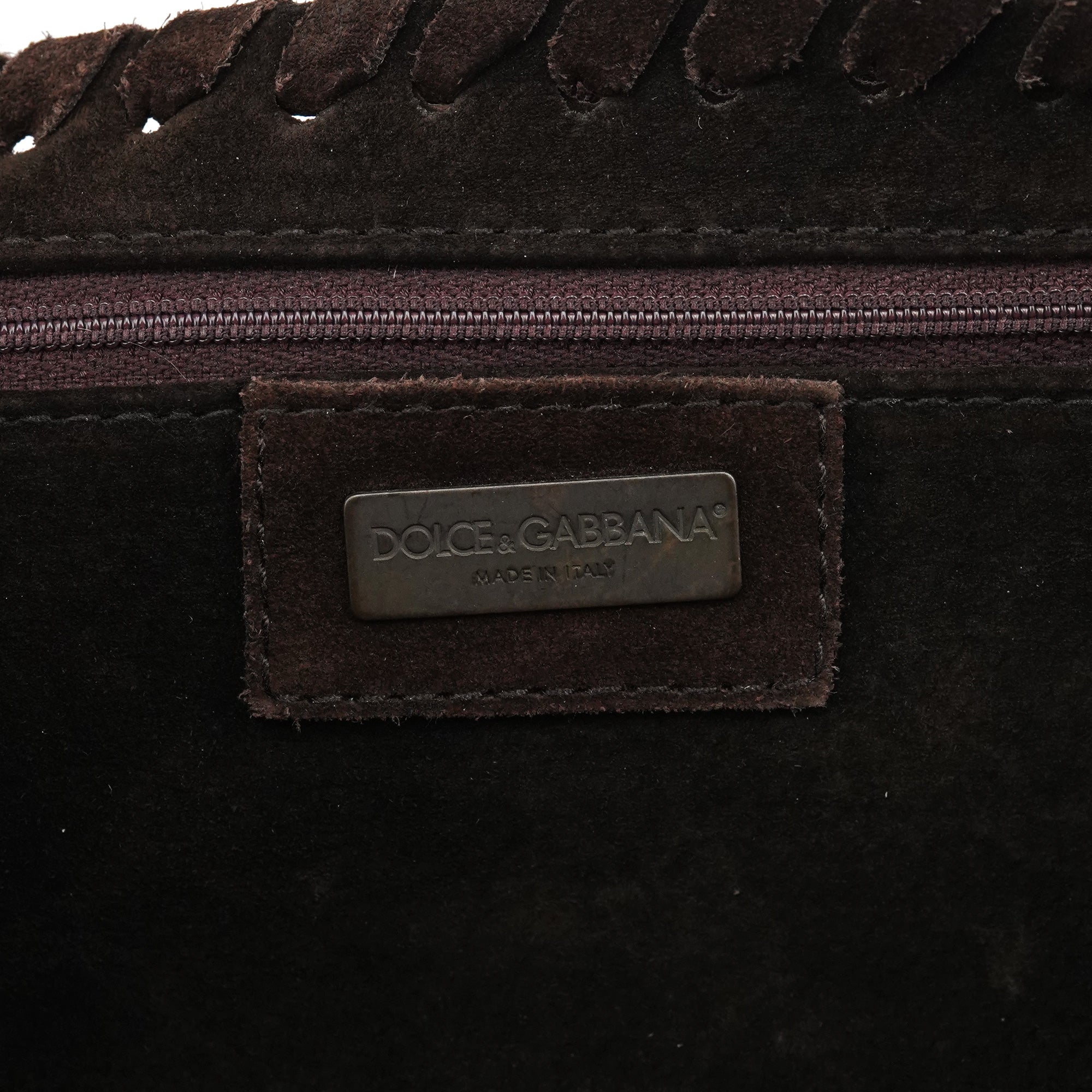 Dolce & Gabbana Borsa a spalla in camoscio e maglia marrone