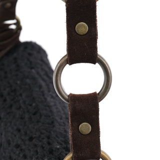 Dolce & Gabbana Brown Knit Suede Leather Shoulder Bag