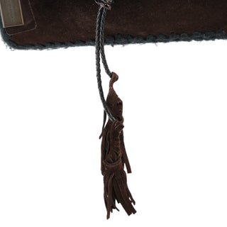 Dolce & Gabbana Brown Knit Suede Leather Shoulder Bag