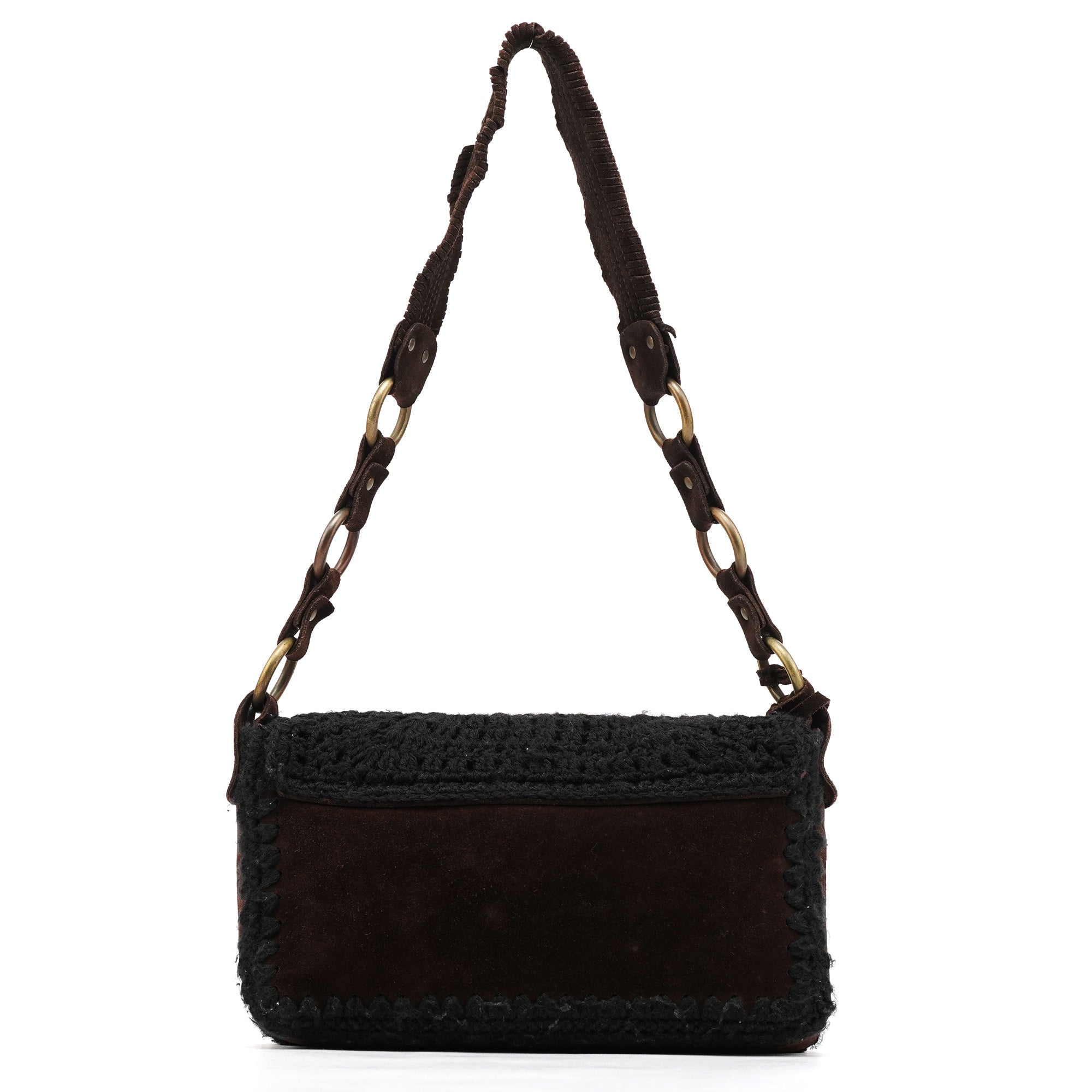 Dolce & Gabbana Borsa a spalla in camoscio e maglia marrone