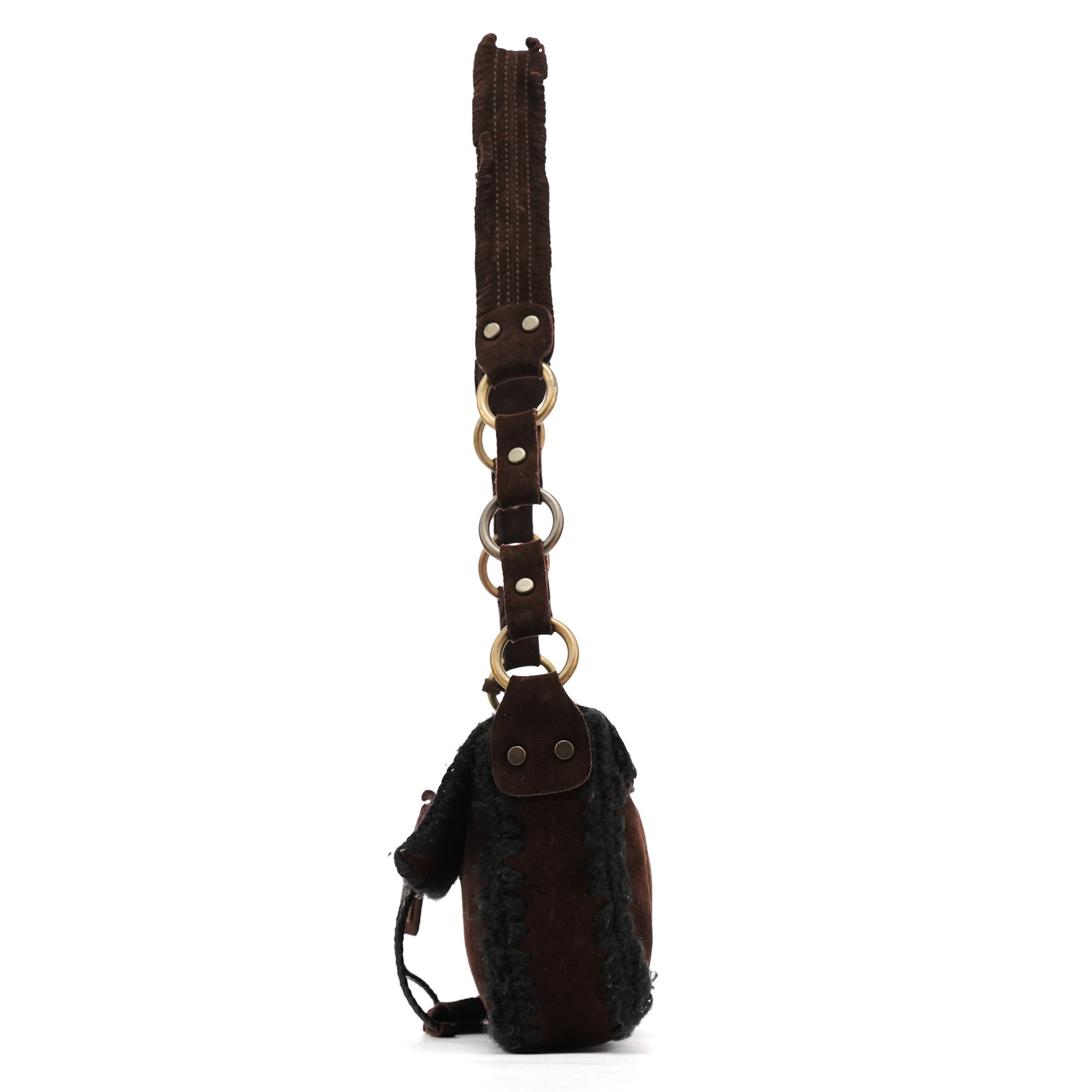 Dolce & Gabbana Borsa a spalla in camoscio e maglia marrone